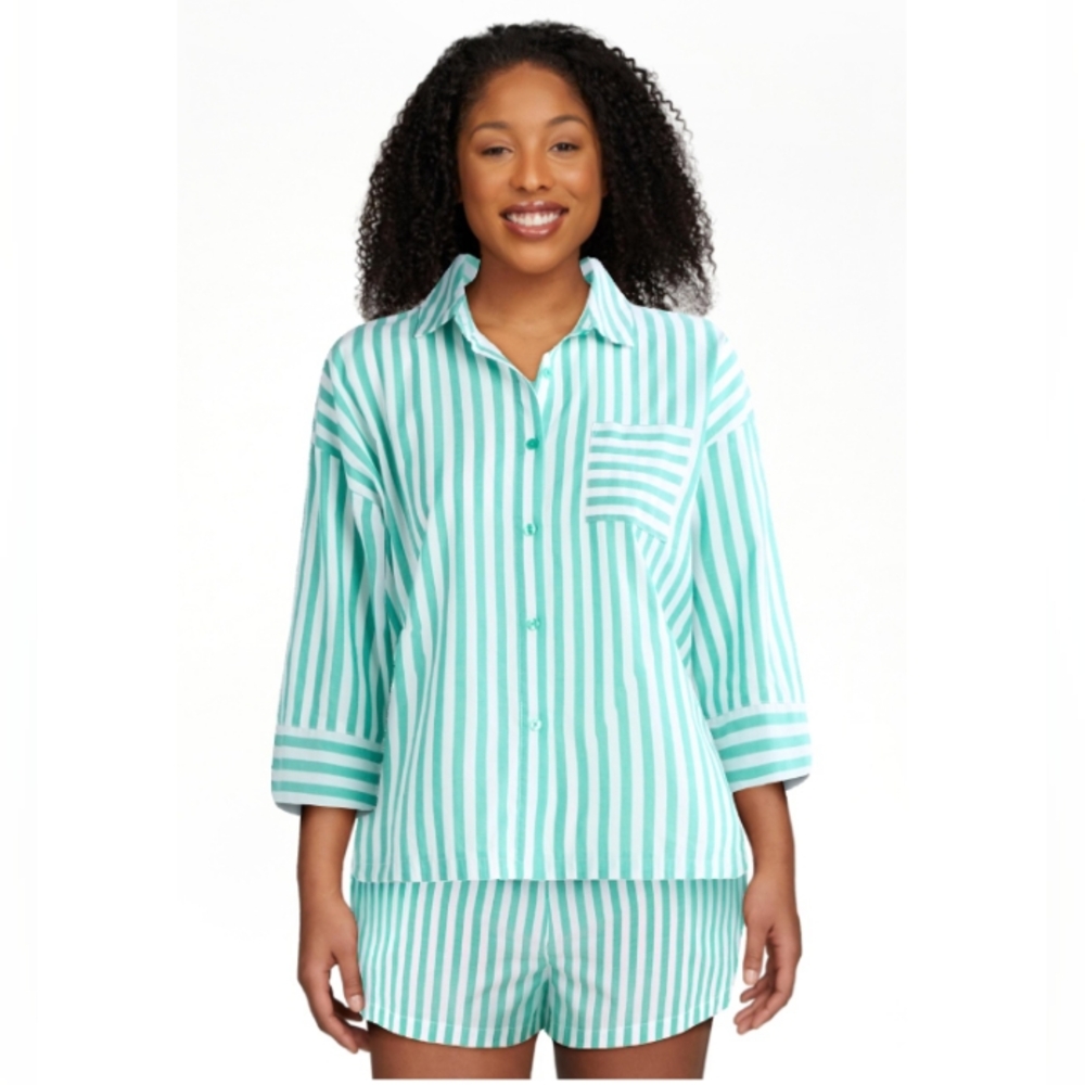 U R Cute 🥰 PJ Set Boxer Shorts w/ POCKETS & Full Button Down Shirt Pajamas - Picture 13 of 14